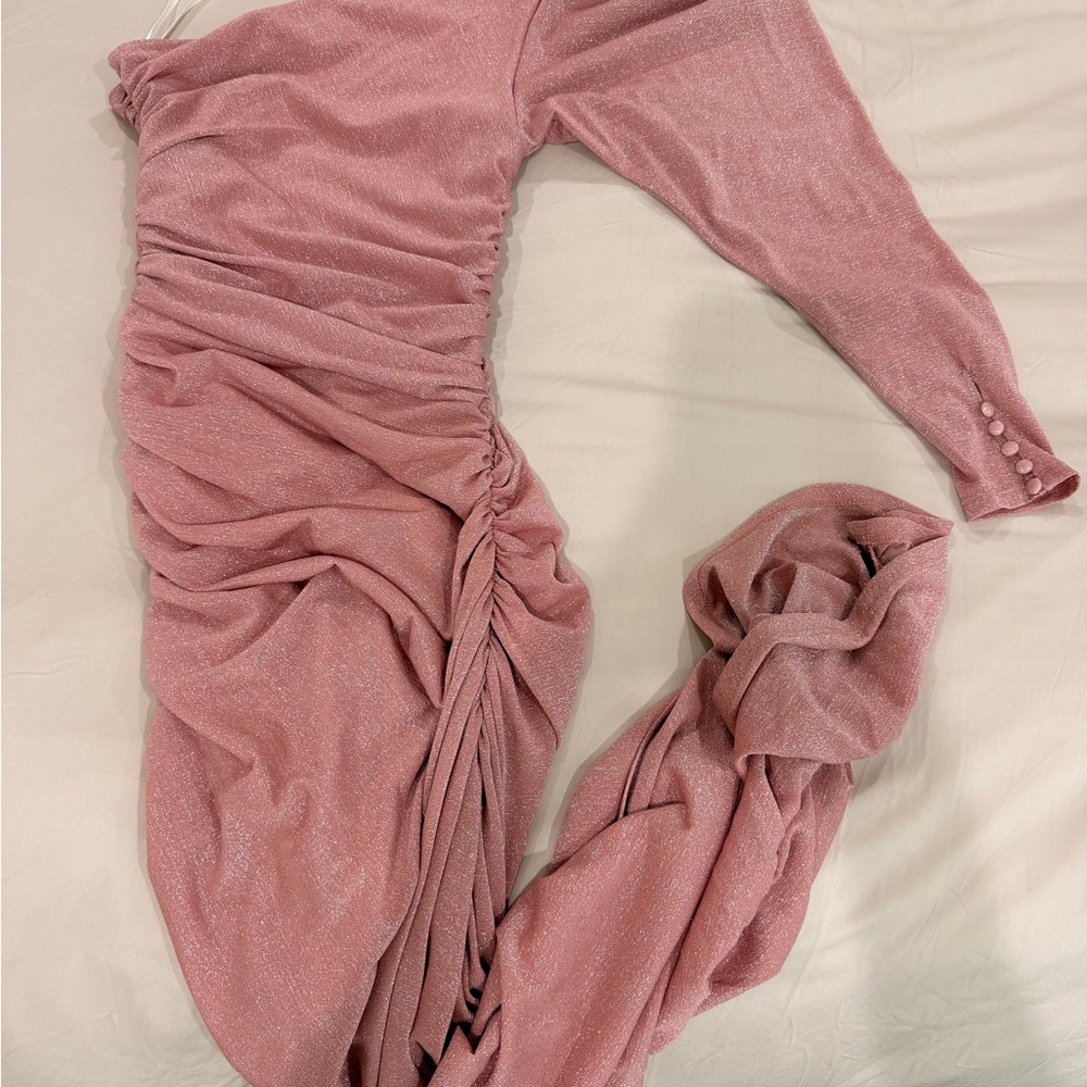 Elegant Pink Ruched Dress